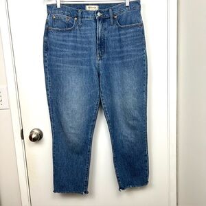 Madewell Perfect Vintage Crop Jeans size 30 Medium Blue Frayed Hem Ankle Length